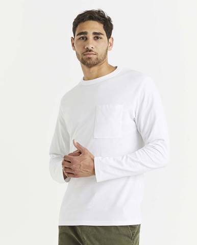 Biele pánske basic tričko s vreckom Celio
