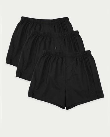 Tkané boxerky z čistej bavlny, 3 ks Marks & Spencer čierna