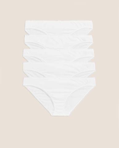 Bikini nohavičky z bavlny s lycrou®, 5 ks v balení Marks & Spencer biela