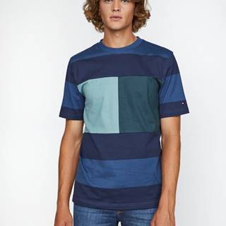 Fashion Block Stripe Tričko Modrá