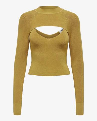 Horčicový rebrovaný sveter/top 2v1 Jacqueline de Yong Sibba