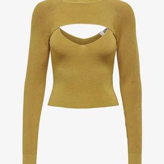 Horčicový rebrovaný sveter/top 2v1 Jacqueline de Yong Sibba