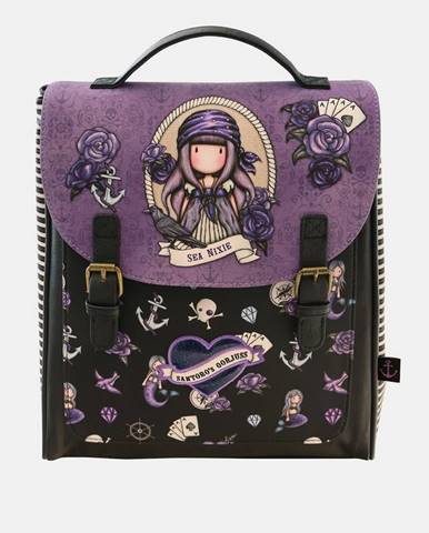 Hnedo-fialový vzorovaný batoh Santoro