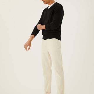 Čisto bavlnený sveter s výstrihom do V Marks & Spencer čierna