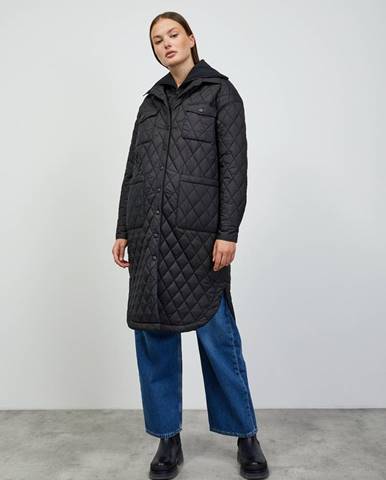 Čierny dámsky prešívaný ľahký kabát s golierom ZOOT.lab Sienna