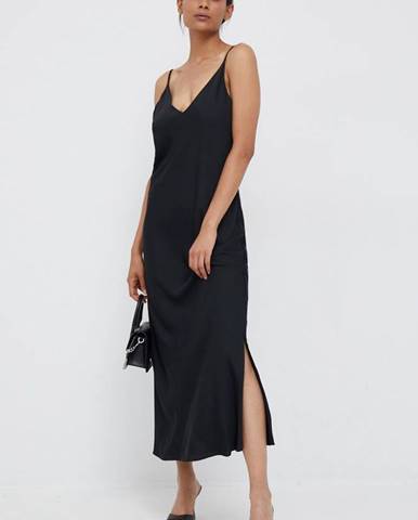 Šaty Calvin Klein čierna farba, maxi, priliehavá