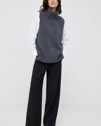 Vlnený sveter Mos Mosh Zahra dámsky, šedá farba, s rolákom