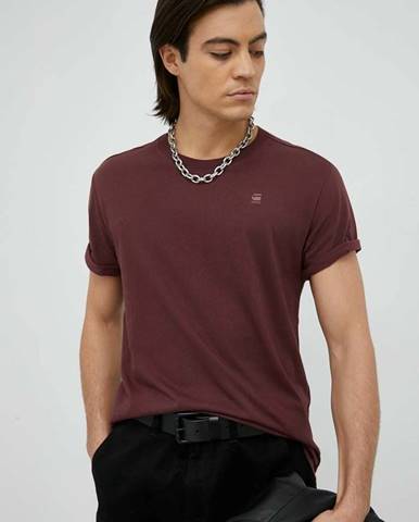 Bavlnené tričko G-Star Raw bordová farba, jednofarebné