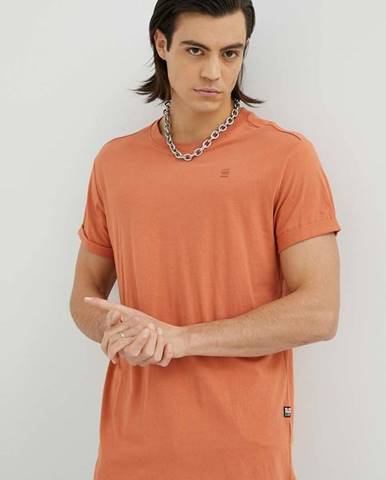 Bavlnené tričko G-Star Raw hnedá farba, jednofarebné