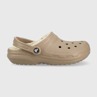 Papuče Crocs Classic Lined Clog hnedá farba, 203591