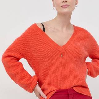 Vlnený sveter Patrizia Pepe dámsky, oranžová farba, tenký