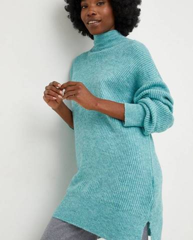 Vlnený sveter Answear Lab dámsky, tyrkysová farba, s polorolákom