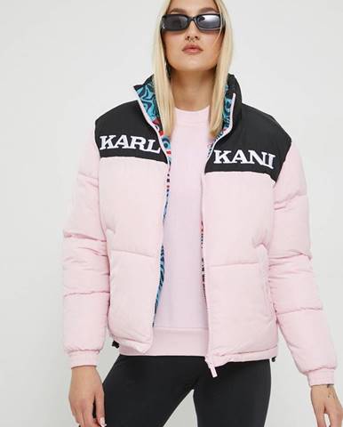 Obojstranná bunda Karl Kani dámska, ružová farba, zimná,