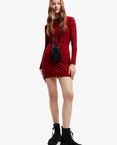 Šaty Desigual červená farba, mini, priliehavá