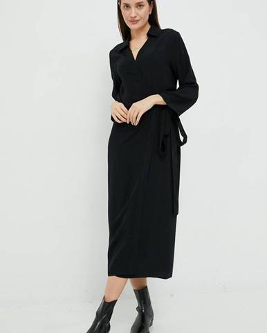 Šaty Sisley čierna farba, maxi, rovný strih