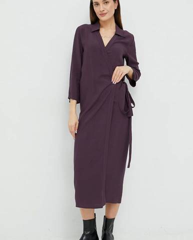 Šaty Sisley fialová farba, maxi, rovný strih