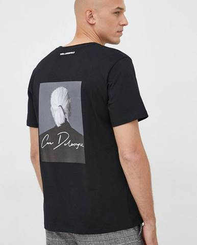 Bavlnené tričko Karl Lagerfeld Karl Lagerfeld X Cara Delevingne čierna farba,