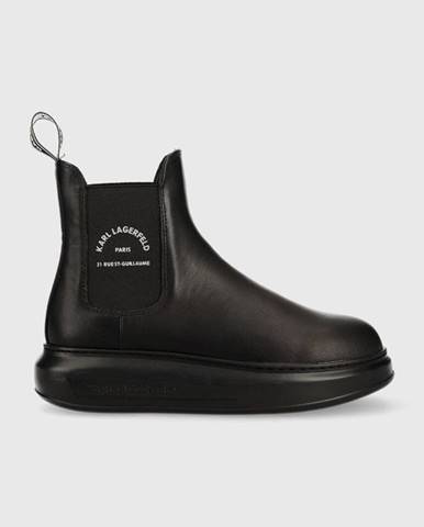 Kožené topánky chelsea Karl Lagerfeld Kapri dámske, čierna farba, na platforme,