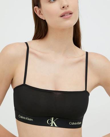 Podprsenka Calvin Klein Underwear čierna farba, priesvitný, jednofarebná