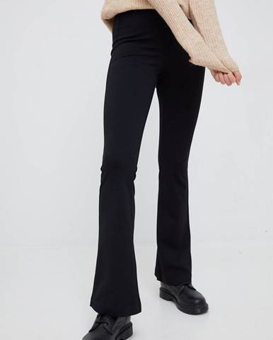 Nohavice Vero Moda dámske, čierna farba, zvony, vysoký pás