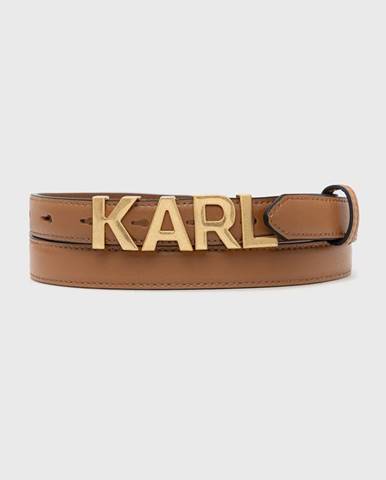 Kožený opasok Karl Lagerfeld dámsky, hnedá farba