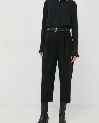 Nohavice MICHAEL Michael Kors dámske, čierna farba, rovné, vysoký pás