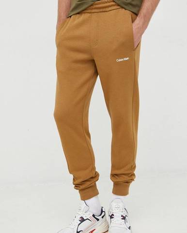 Tepláky Calvin Klein pánske, hnedá farba, jednofarebné