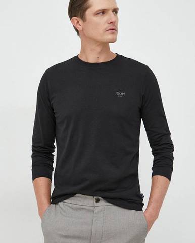 Bavlnené tričko s dlhým rukávom Joop! čierna farba, jednofarebné