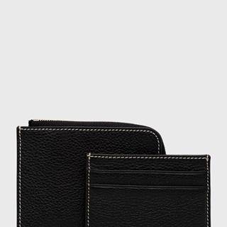 Peňaženka a kožený obal na karty HUGO dámsky, čierna farba