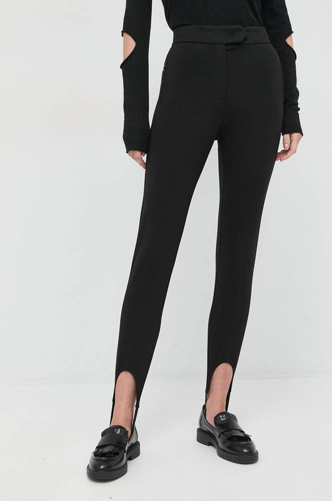 Nohavice Beatrice B dámske, čierna farba, priliehavé, vysoký pás