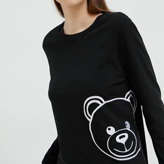 Tričko s dlhým rukávom Moschino Underwear dámsky, čierna farba,