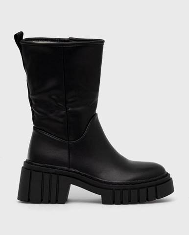 Členkové topánky Answear Lab dámske, čierna farba, na podpätku, zateplené