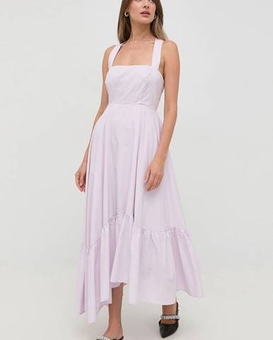 Bavlnené šaty Bardot fialová farba, maxi, áčkový strih