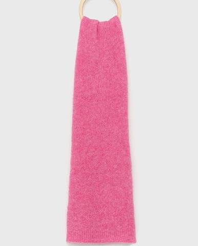 Šál s prímesou vlny American Vintage ružová farba, jednofarebný