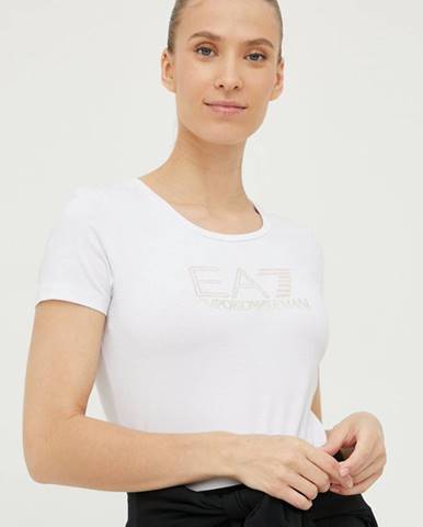Tričko EA7 Emporio Armani dámsky, biela farba,