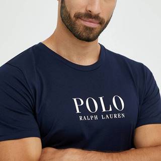Bavlnené pyžamové tričko Polo Ralph Lauren tmavomodrá farba, s potlačou