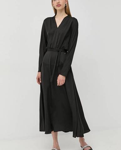 Šaty Armani Exchange čierna farba, maxi, áčkový strih