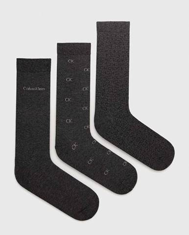Ponožky Calvin Klein 3-pak pánske, šedá farba