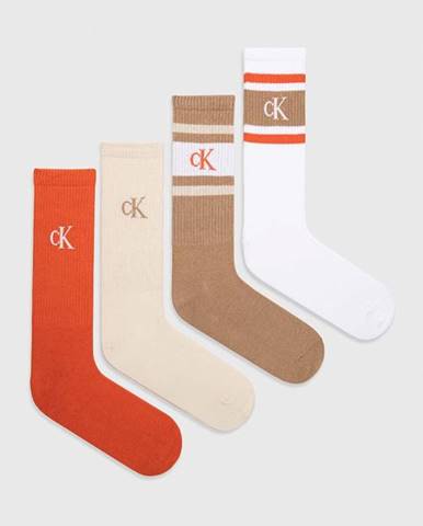 Ponožky Calvin Klein 4-pak pánske, hnedá farba