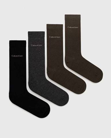 Ponožky Calvin Klein 4-pak pánske, zelená farba