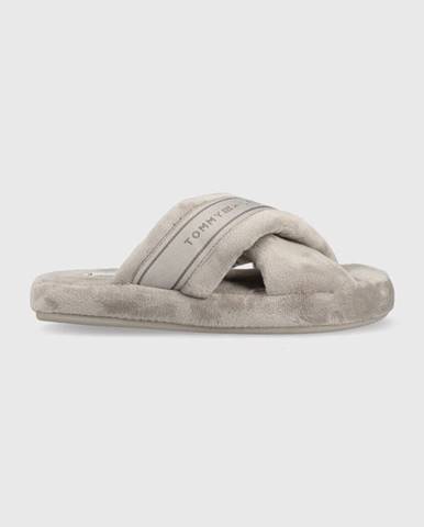 Papuče Tommy Hilfiger Comfy Home Slippers With Straps šedá farba