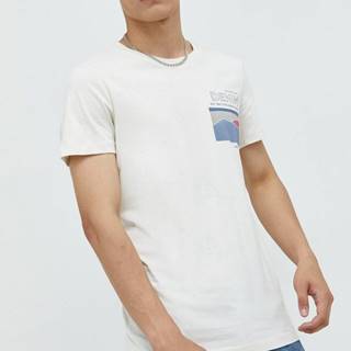 Bavlnené tričko Tom Tailor béžová farba, s potlačou