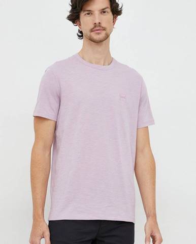 Bavlnené tričko BOSS Boss Casual , ružová farba, jednofarebné