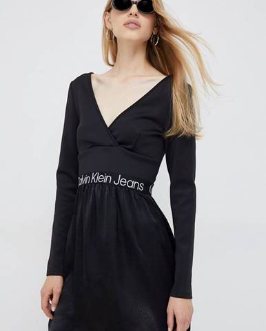 Šaty Calvin Klein Jeans čierna farba, mini, áčkový strih