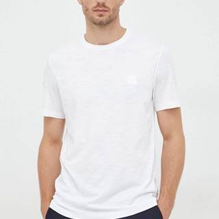 Bavlnené tričko BOSS Boss Casual , biela farba, jednofarebné