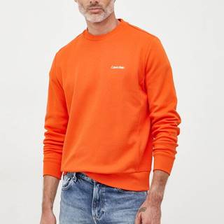 Mikina Calvin Klein pánska, oranžová farba, s potlačou