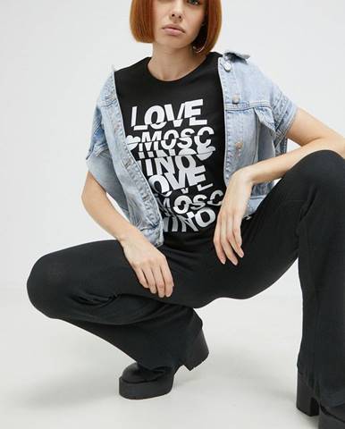 Bavlnené tričko Love Moschino čierna farba