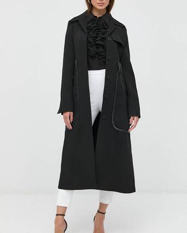 Vlnený kabát Victoria Beckham čierna farba, prechodný,