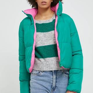 Obojstranná bunda Only dámska, zelená farba, zimná,