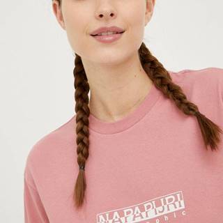 Bavlnené tričko Napapijri ružová farba,